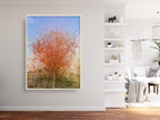 Jerusalem Red Tree Print: Israeli Autumn Impressionist Art