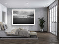Black and White Beach Print: Woman Seascape, Storm Photography