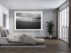 Black and White Beach Print: Woman Seascape, Storm Photography