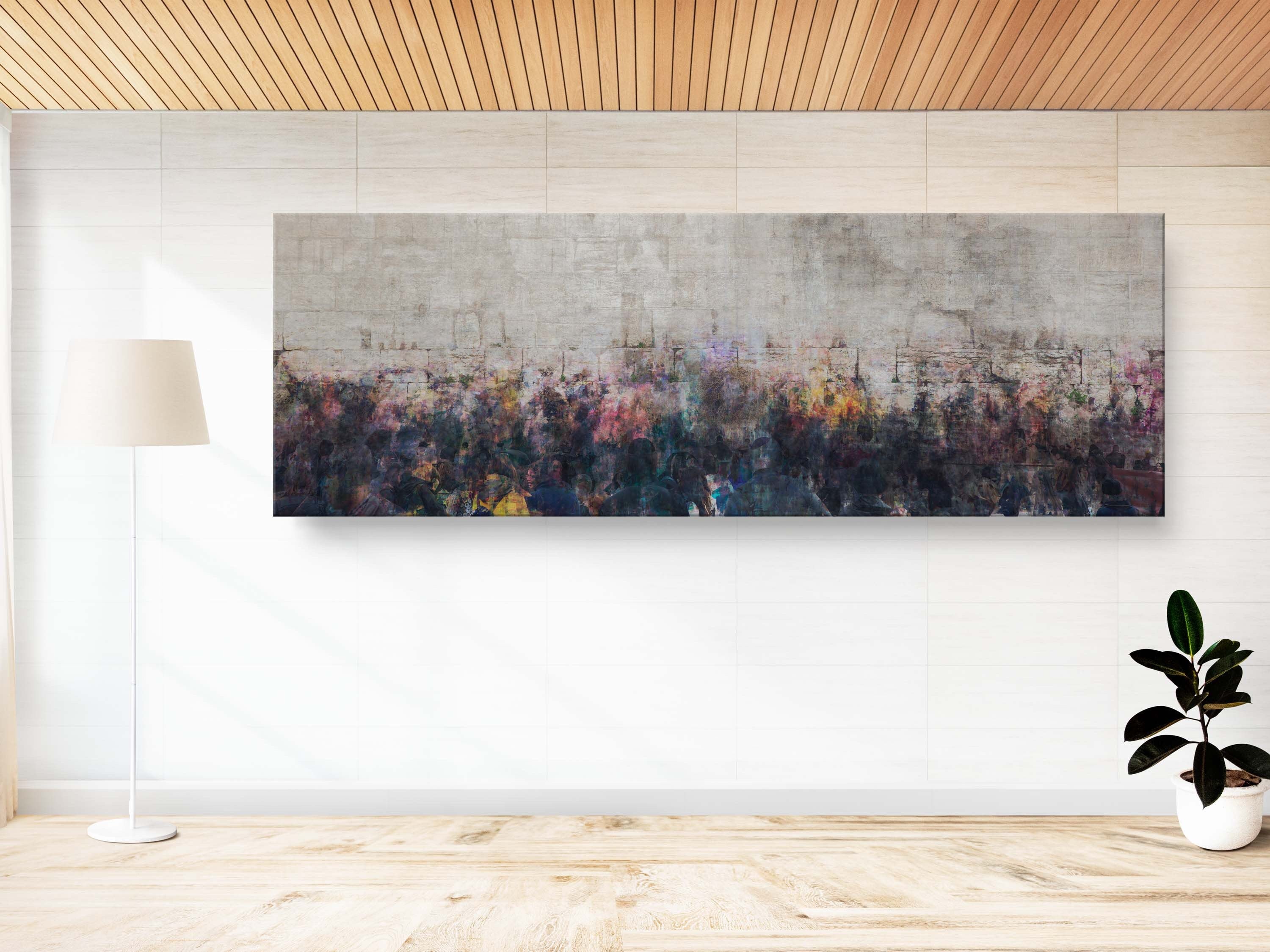 Panoramic Kotel Wall Art Painting Print - Jewish Prayers at the Western Wall - Kosel