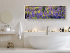 Panoramic Wild Israeli Holy Land Purple Flowers — Lupine Turmus Spring Flowering Field Landscape