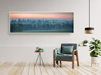 Holy Land Israeli Sunrise Panoramic Landscape: Green Field and Trees, Kibbutz Beeri