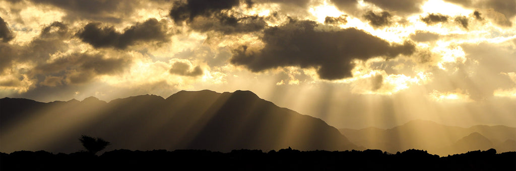 Dramatic Sky and Israeli Holy Land Desert Mountains Sunrise Landscape