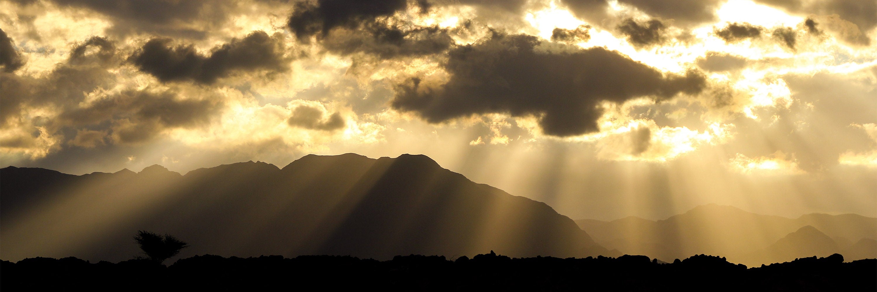 Dramatic Sky and Israeli Holy Land Desert Mountains Sunrise Landscape