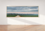 Panoramic Holy Land Israeli Cloudy Sunrise Landscape with Green Field, Trees and Clouds