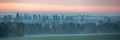 Holy Land Israeli Sunrise Panoramic Landscape: Green Field and Trees, Kibbutz Beeri