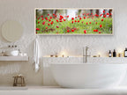 Panoramic Red Wild Anemone Flowers and Trees — Israeli Holy Land Country