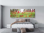Panoramic Red Wild Anemone Flowers and Trees — Israeli Holy Land Country