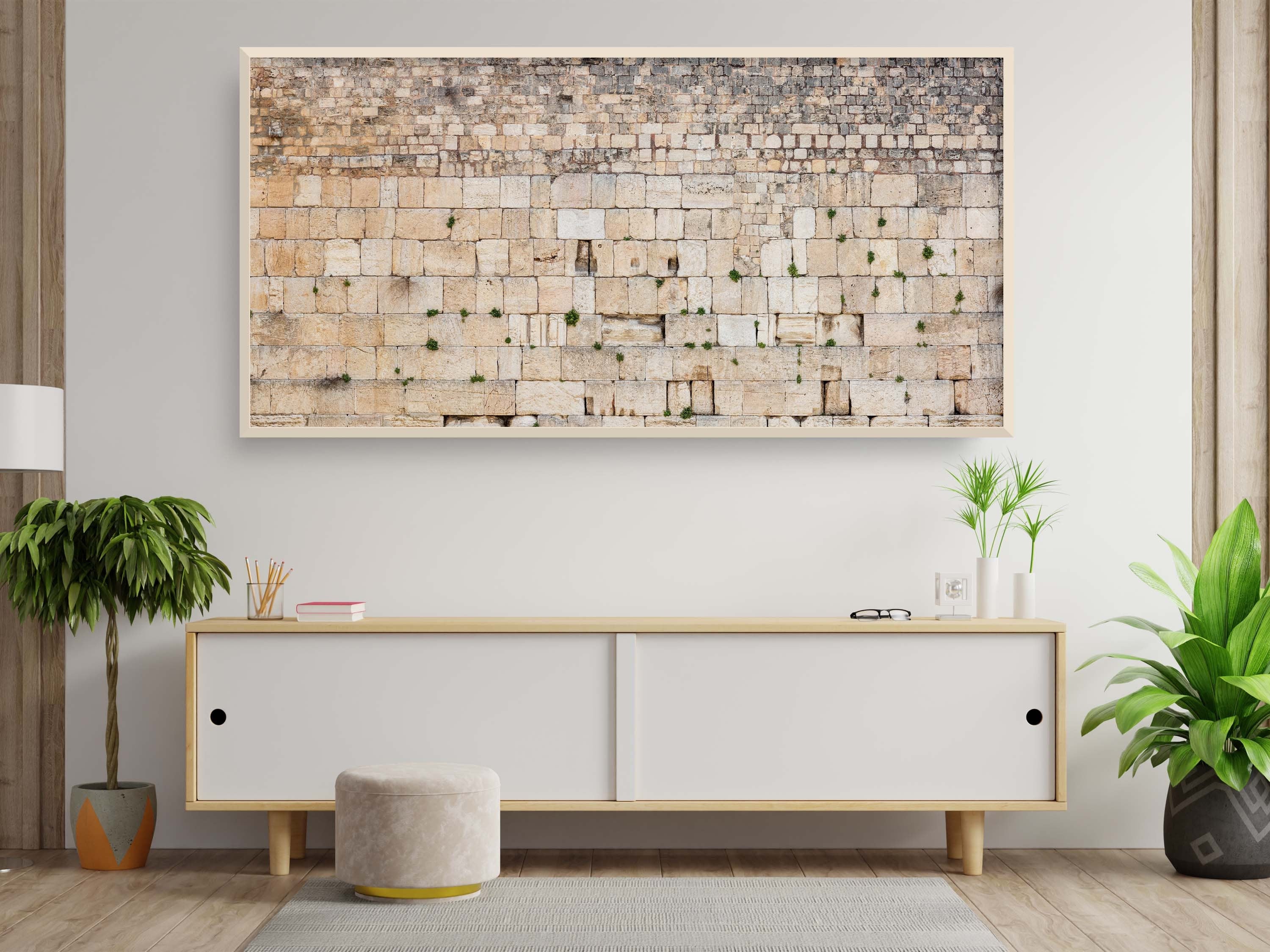 Extra Large Panoramic Kotel Western Wall with Green Vegetation