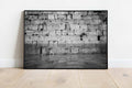 Black and White Kotel — Western Wall Empty with Two Chairs