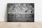 Black and White Kotel — Western Wall Empty with Two Chairs