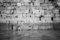 Black and White Kotel — Western Wall Empty with Two Chairs