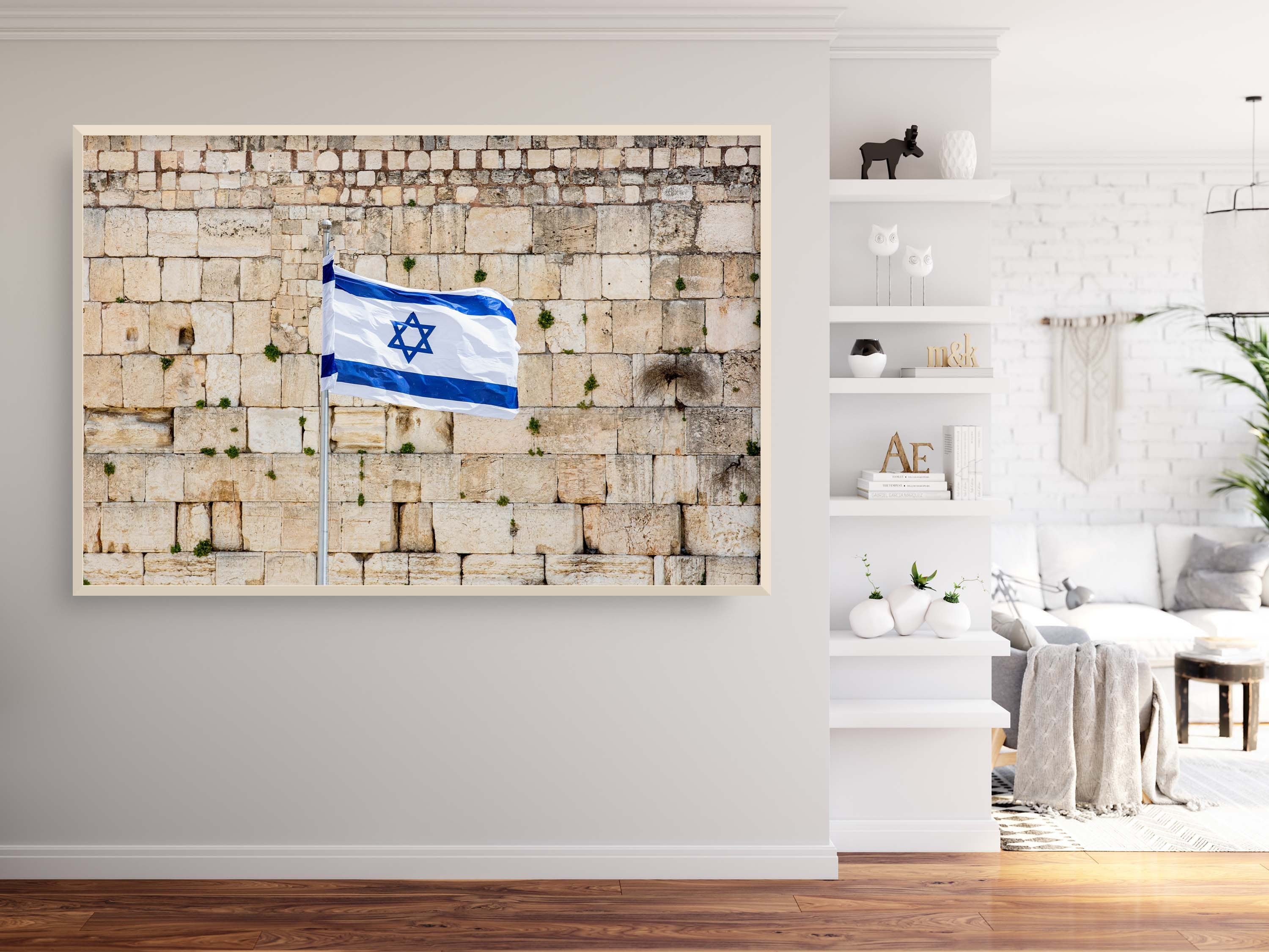 Kotel Wall Art Print: Israeli Flag, Western Wall Photography