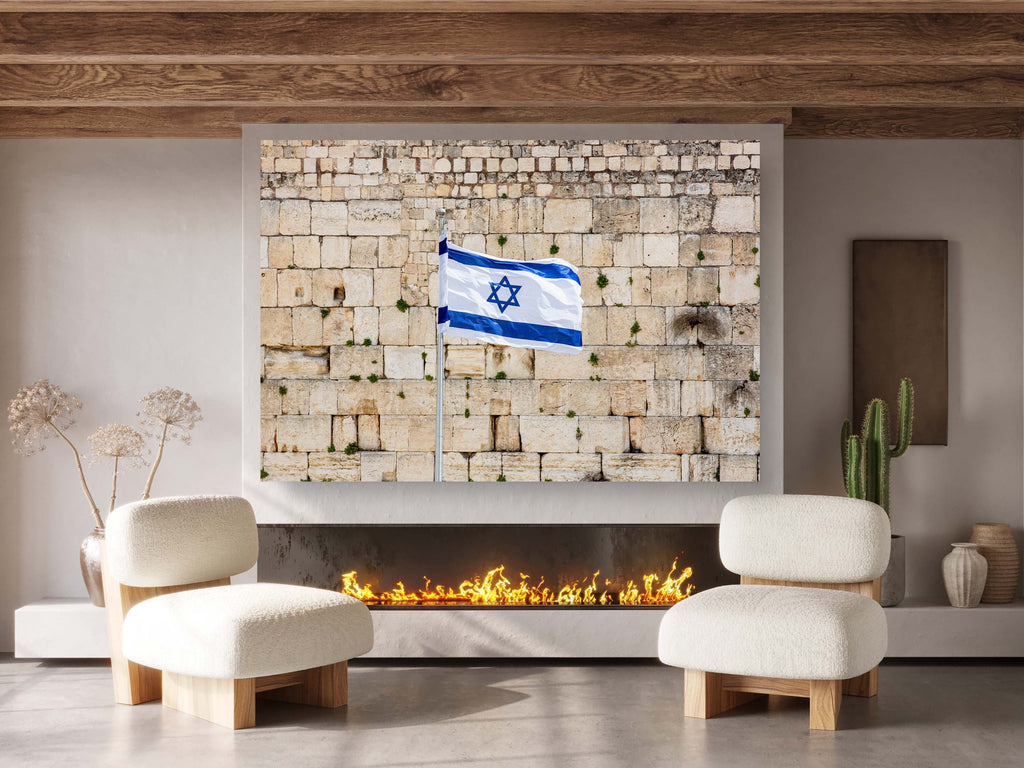 Kotel Wall Art Print: Israeli Flag, Western Wall Photography