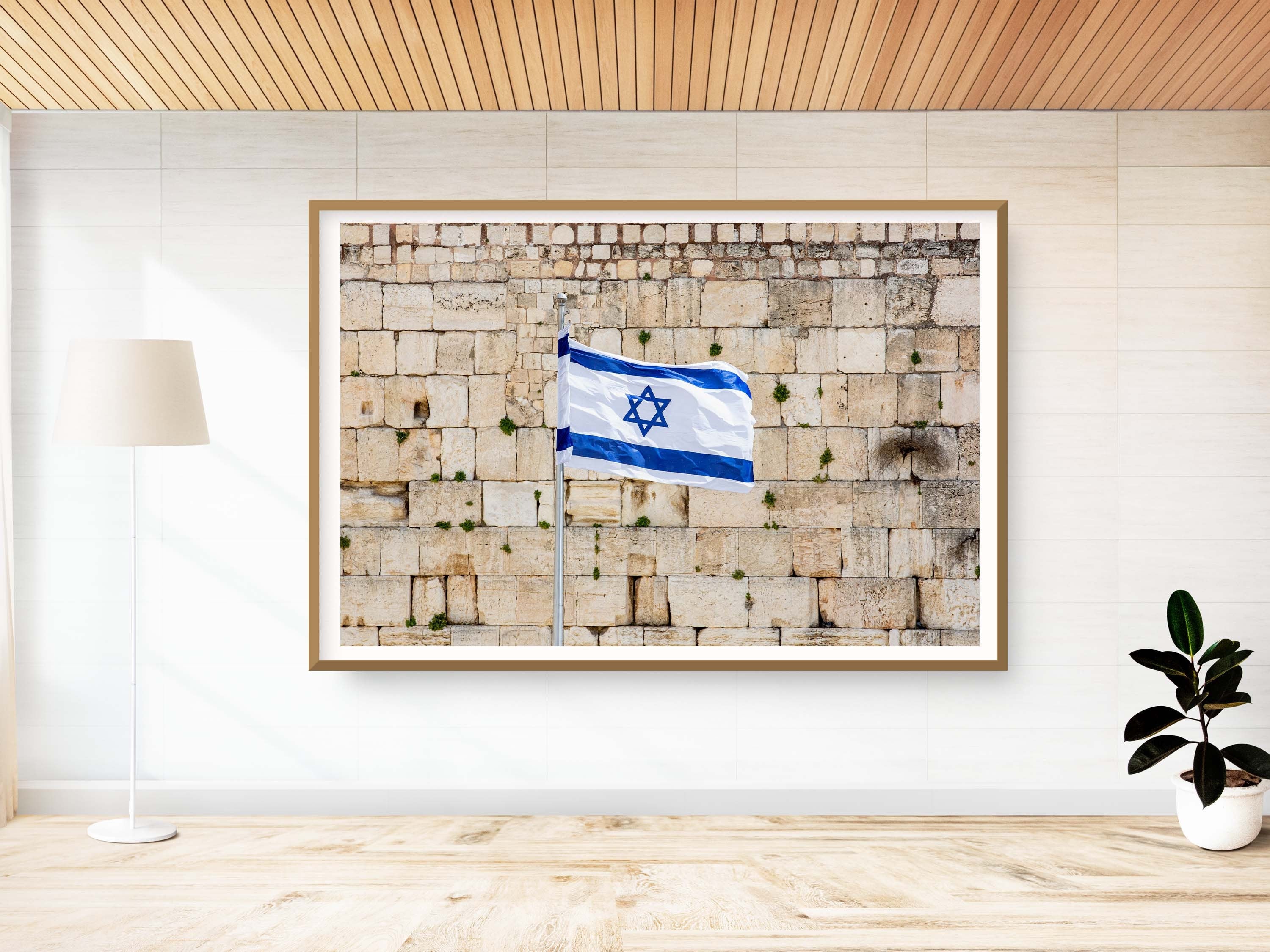 Kotel Wall Art Print: Israeli Flag, Western Wall Photography
