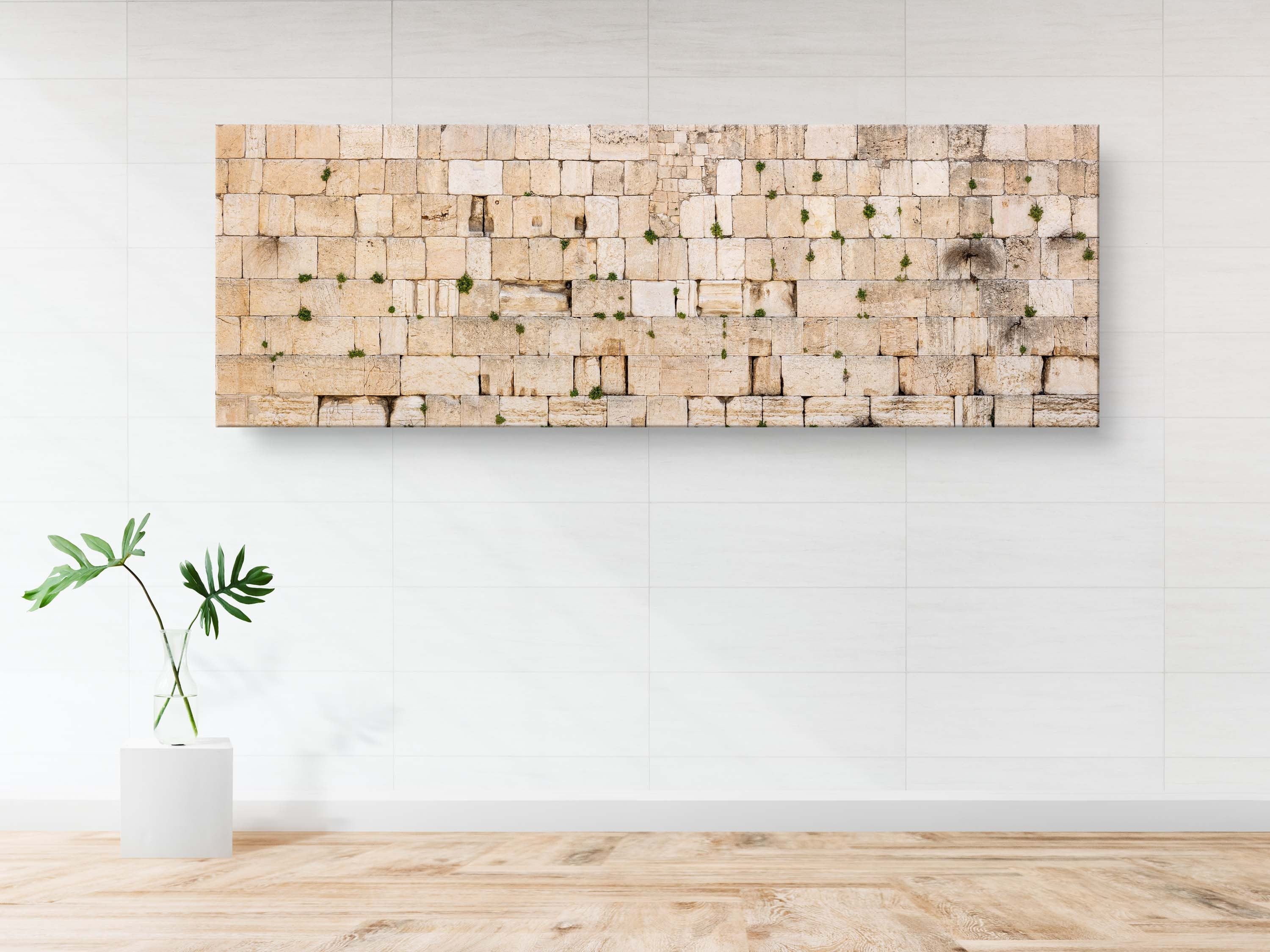 Panoramic Kotel Western Wall Stones with Green Vegetation