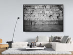 Black and White Kotel — Western Wall Empty with Two Chairs