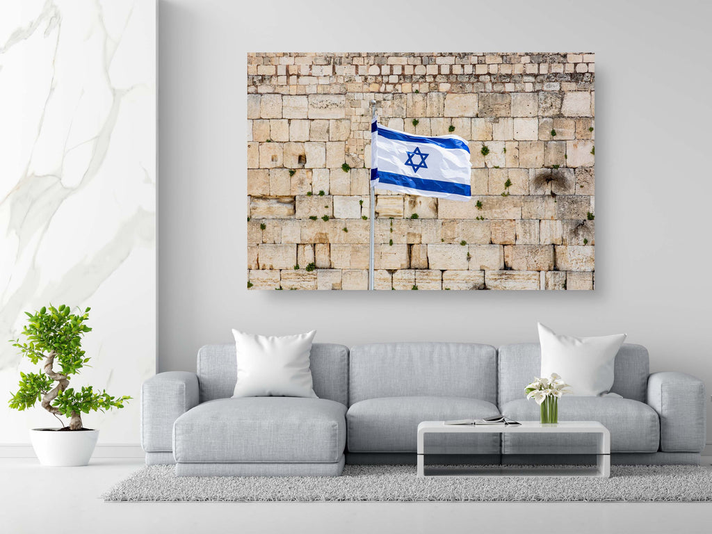 Kotel Wall Art Print: Israeli Flag, Western Wall Photography
