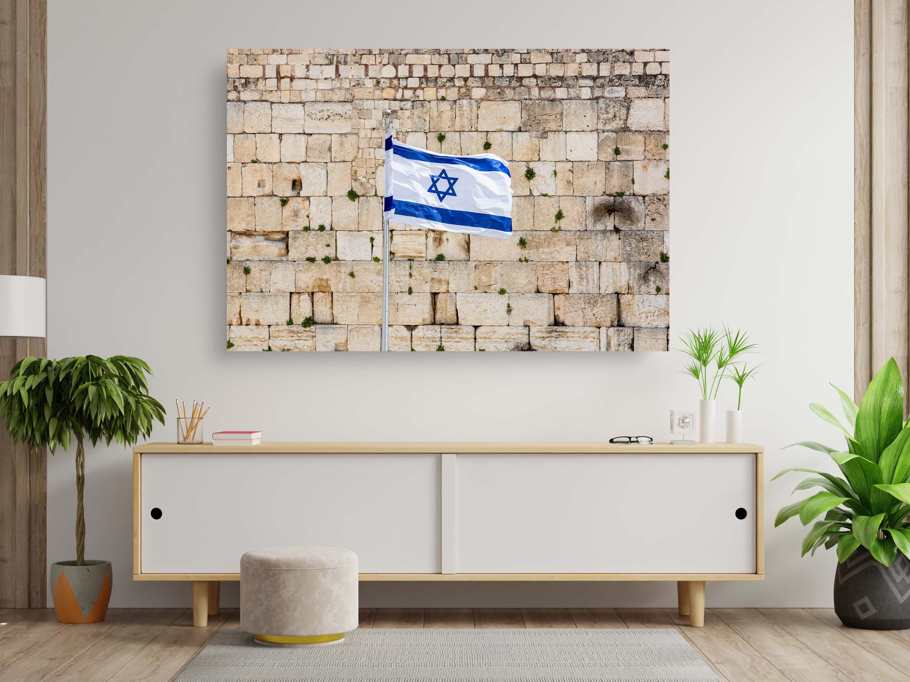 Kotel Wall Art Print: Israeli Flag, Western Wall Photography