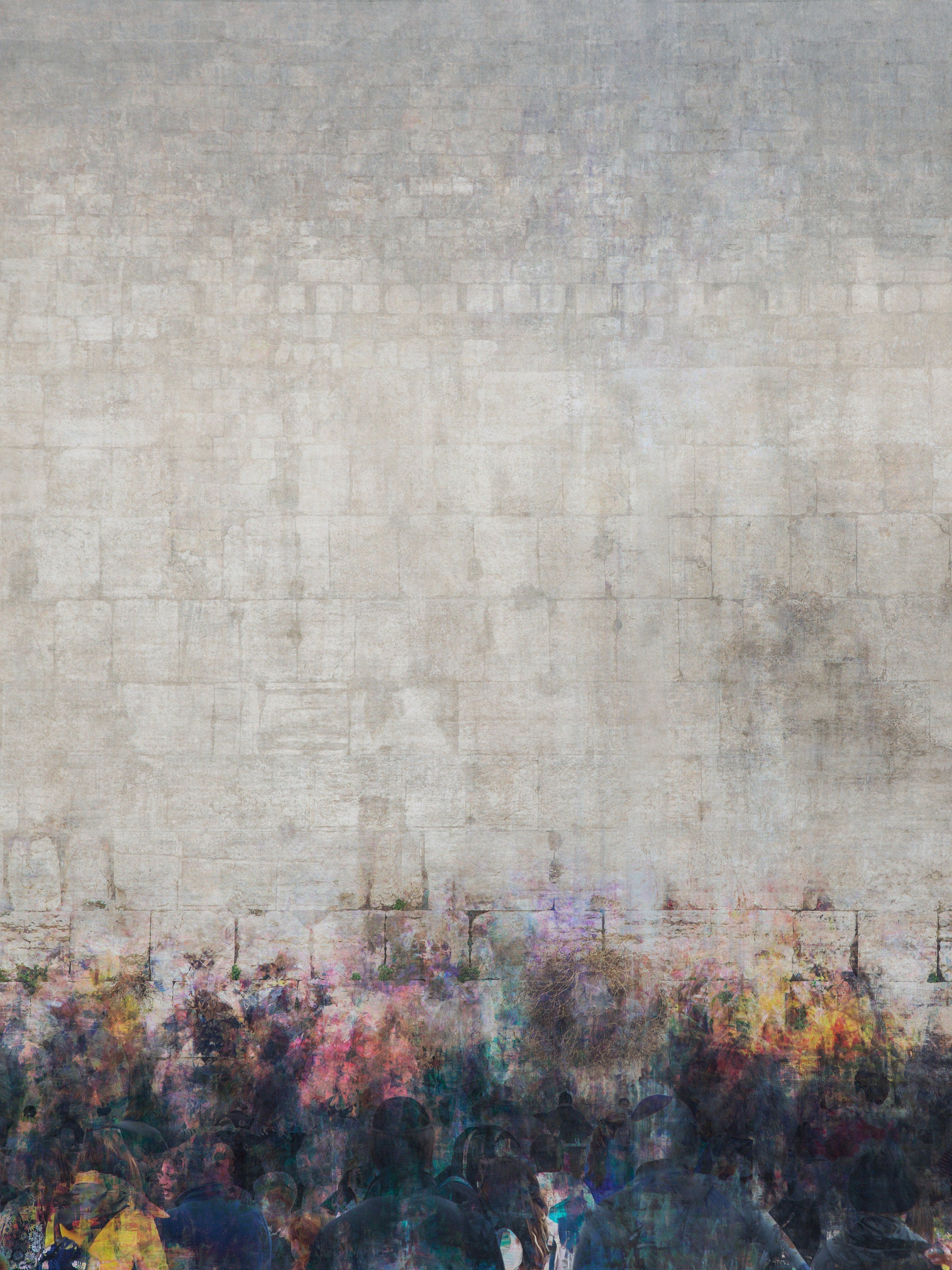 Jewish Kotel Wall Art Abstract Painting — People Praying at the Western Wall (Kosel)