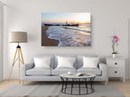 Holy Land Israeli Seascape with Wrecked Fishing Boat — Beach and Waves At Sunset