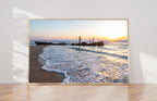 Holy Land Israeli Seascape with Wrecked Fishing Boat — Beach and Waves At Sunset