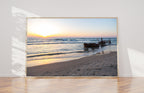 Israeli Seascape Print: Sunset Beach with Wrecked Boat