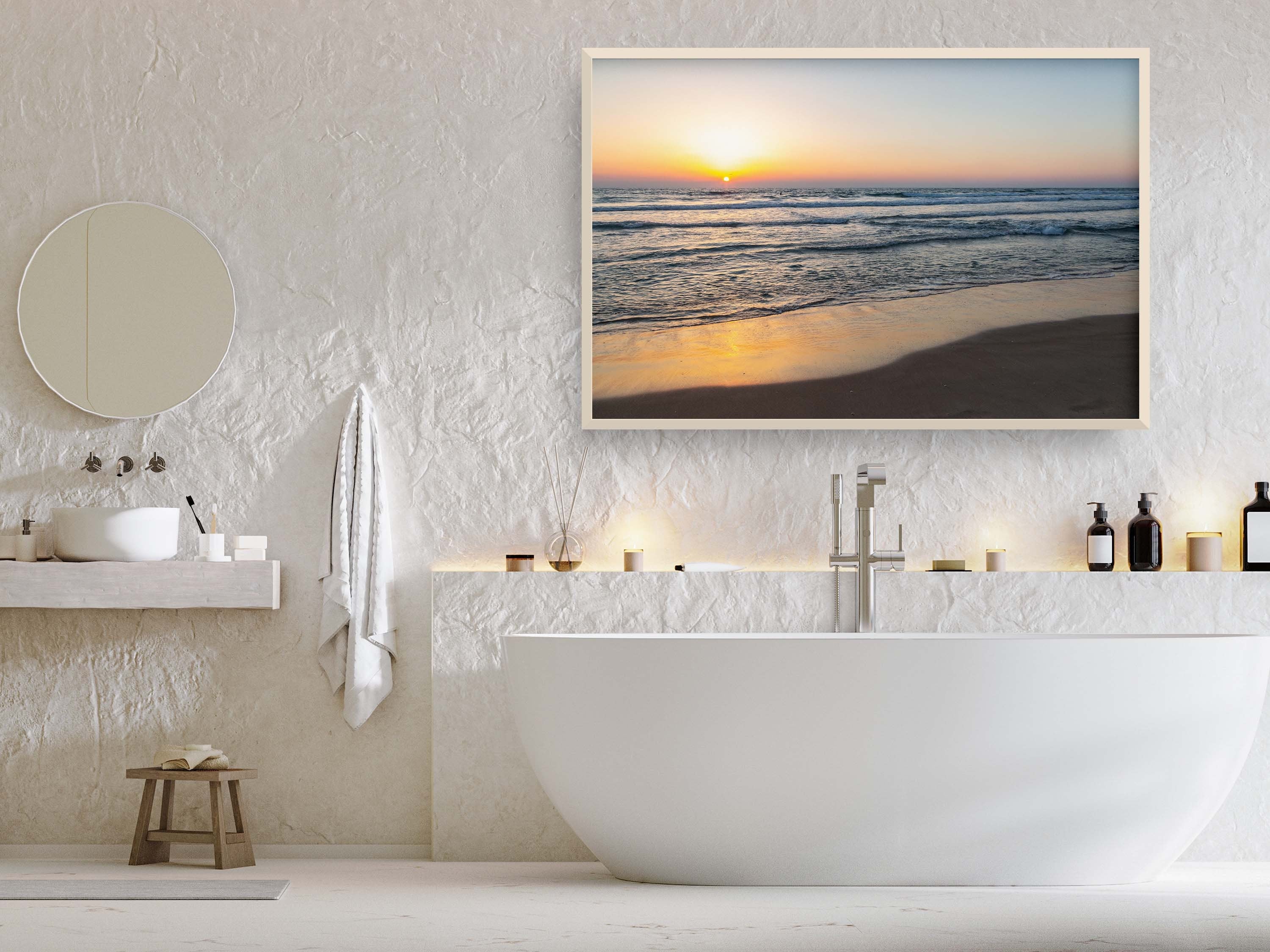 Holy Land Israeli Seascape — Beach and Waves At Sunset