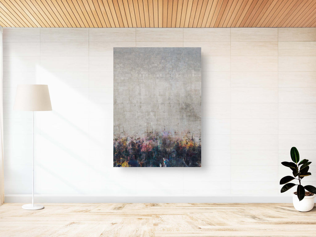 Jewish Kotel Wall Art Abstract Painting — People Praying at the Western Wall (Kosel)