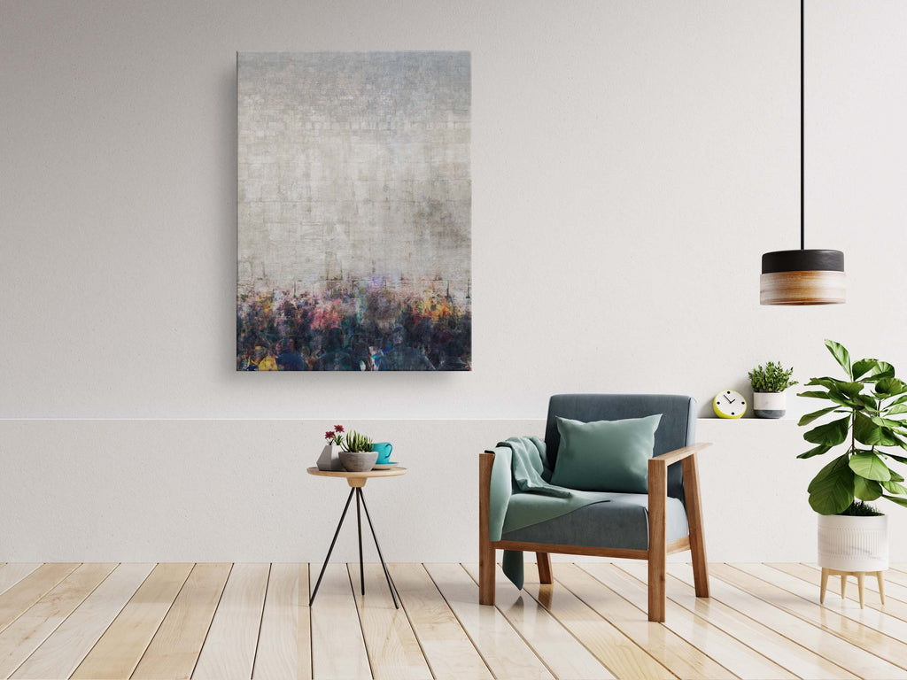 Jewish Kotel Wall Art Abstract Painting — People Praying at the Western Wall (Kosel)
