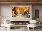 Jerusalem Old City Pedestrian Cardo Street with Artistic Galleries - Jewish Wall Fine Art Print