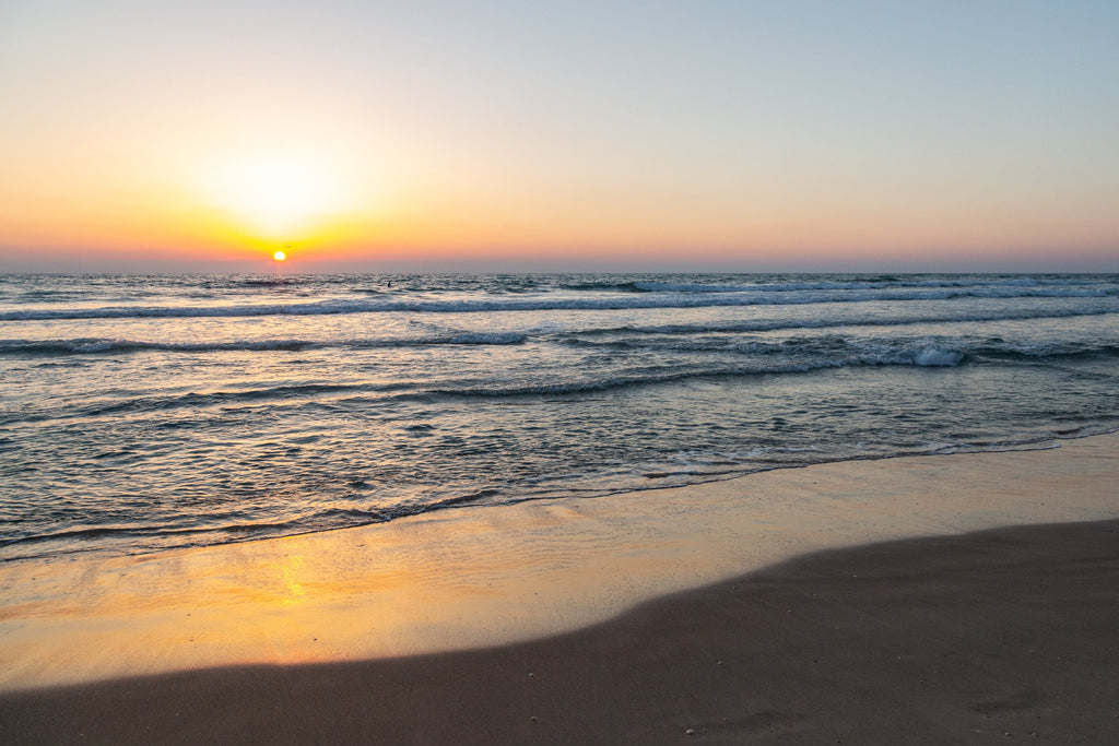 Holy Land Israeli Seascape — Beach and Waves At Sunset
