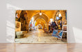 Jerusalem Old City Pedestrian Cardo Street with Artistic Galleries - Jewish Wall Fine Art Print