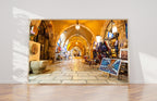 Jerusalem Old City Pedestrian Cardo Street with Artistic Galleries - Jewish Wall Fine Art Print