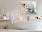 Habonim Beach Print: Israeli Turquoise Sea, Wrecked Boat Seascape
