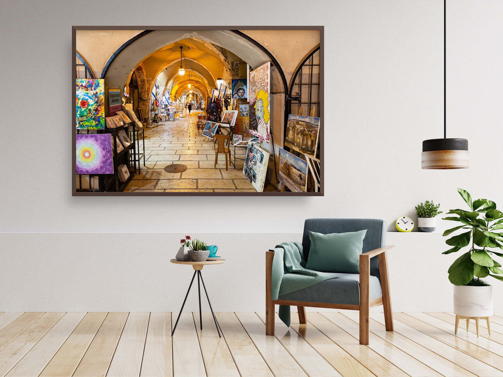 Jerusalem Old City Pedestrian Cardo Street with Artistic Galleries and Orthodox Man