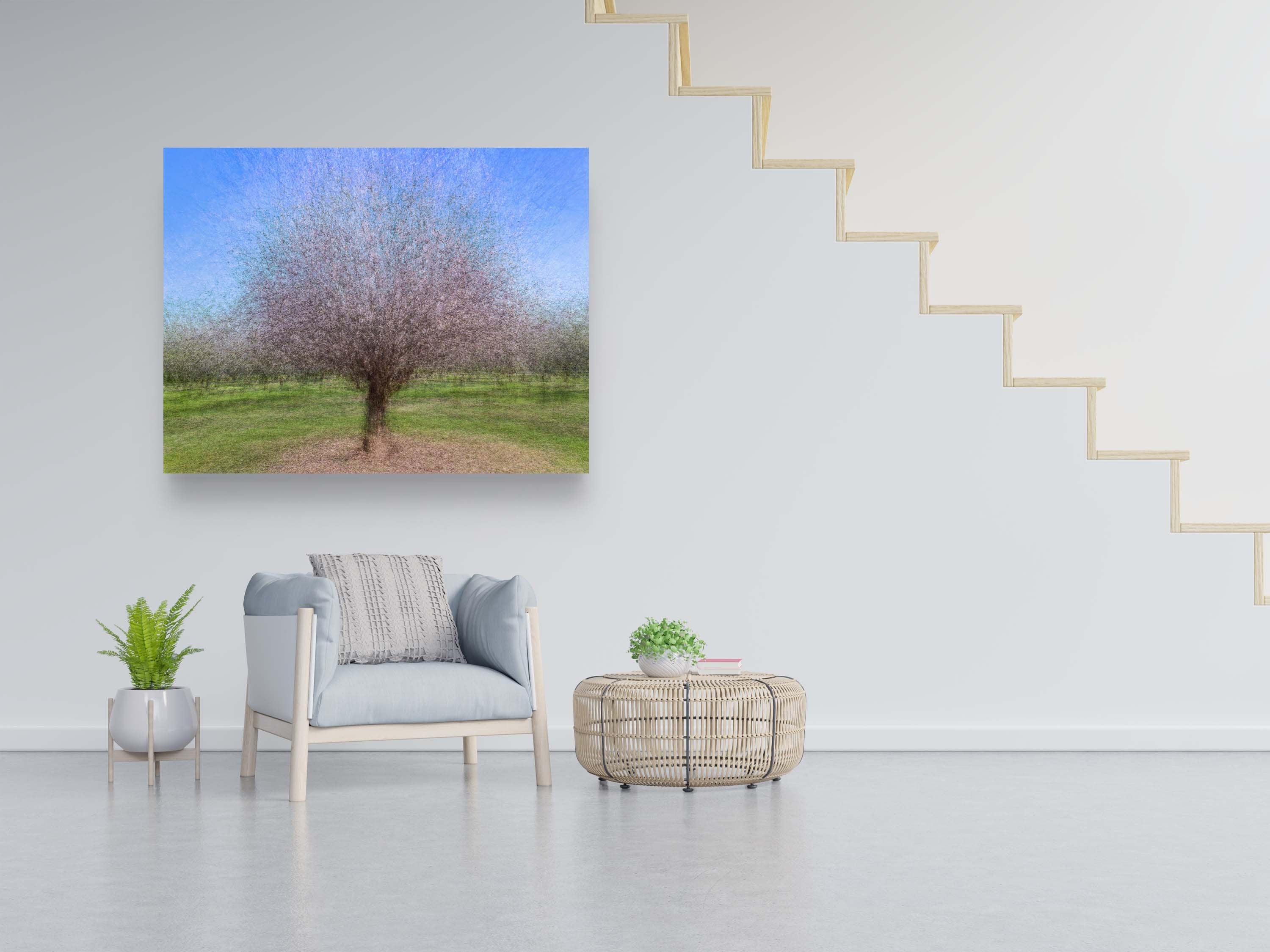 Holy Land Almond Tree Impressionist Painting — Israeli Almond Blossom