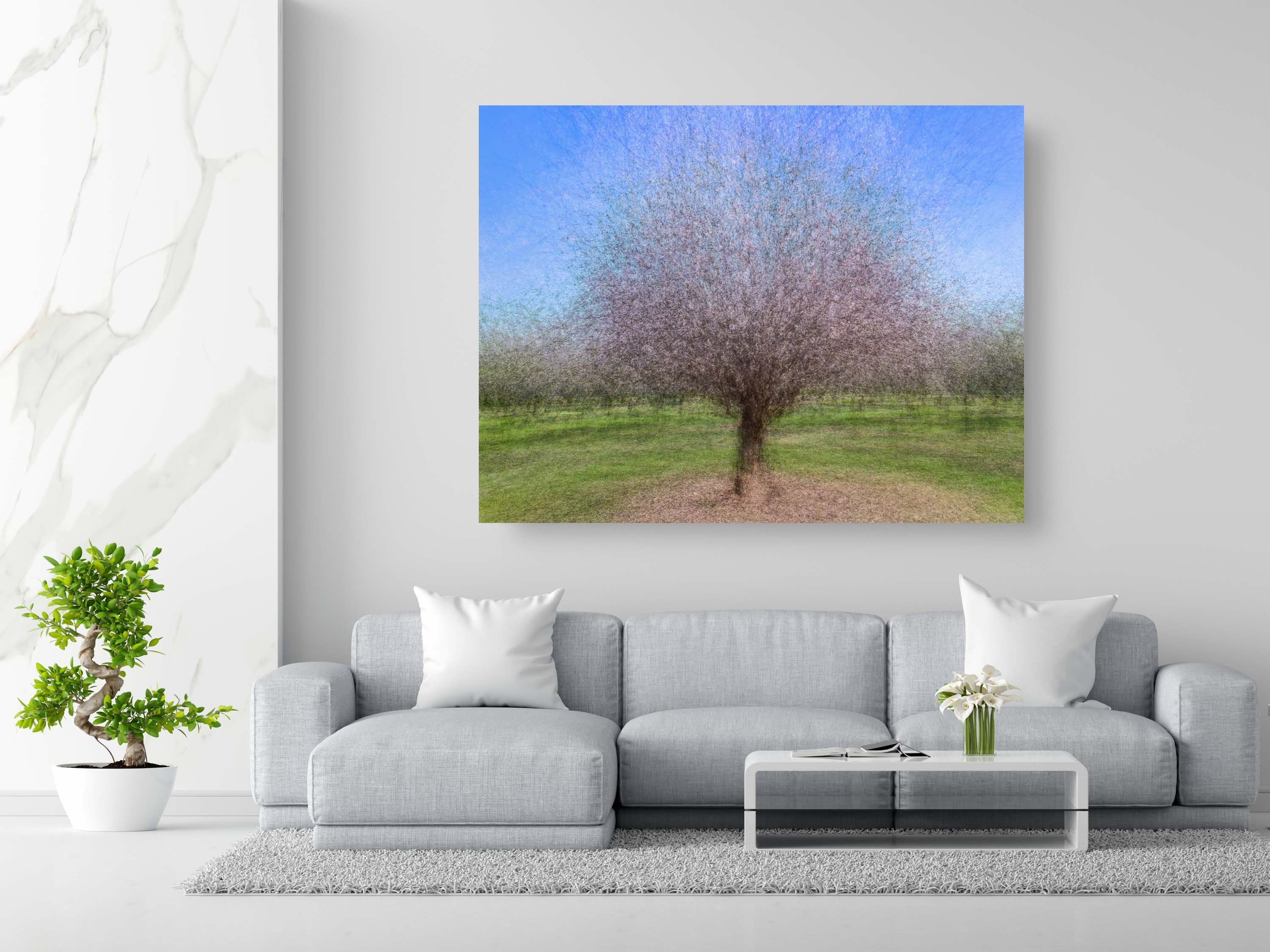 Holy Land Almond Tree Impressionist Painting — Israeli Almond Blossom