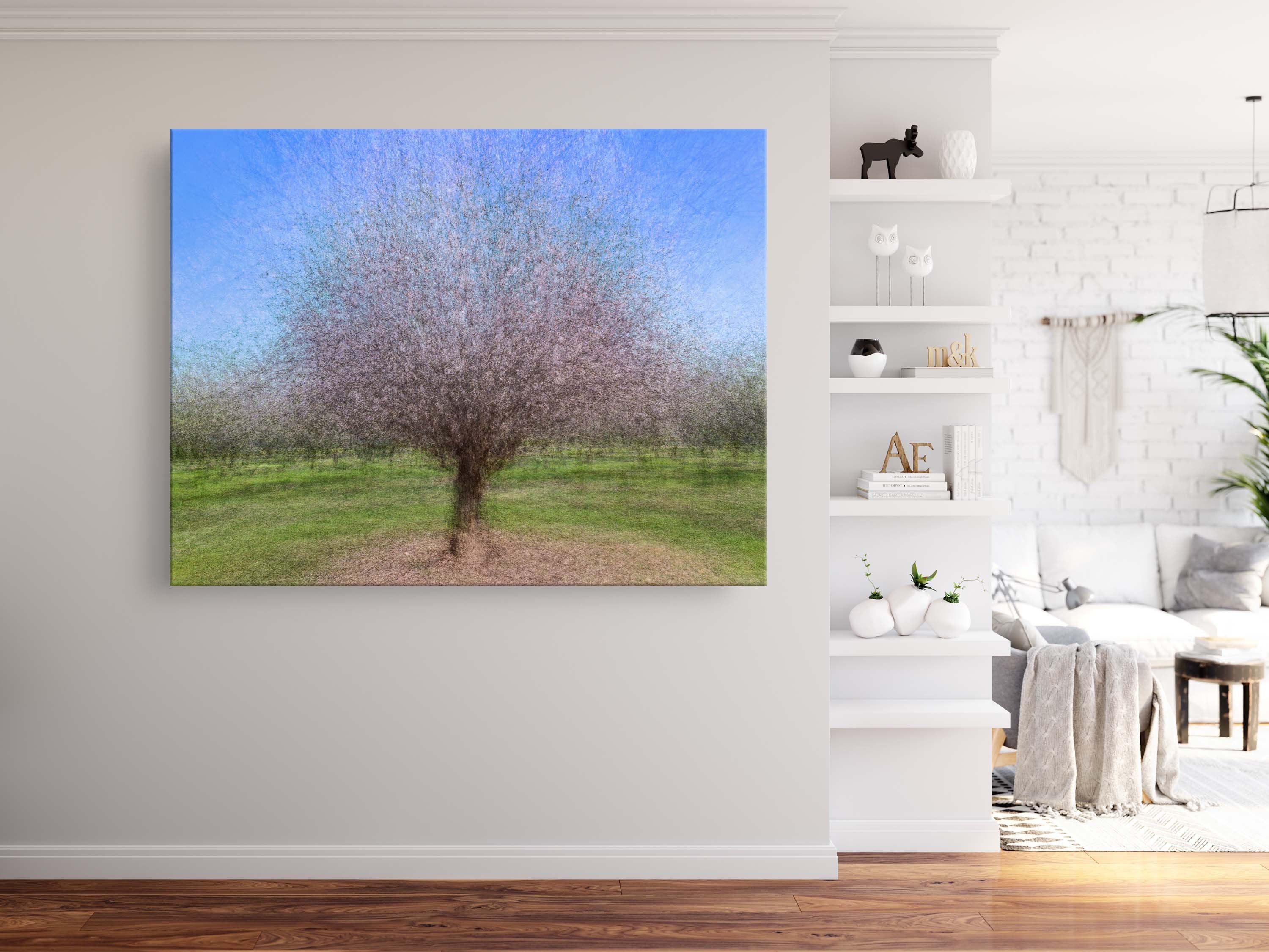 Holy Land Almond Tree Impressionist Painting — Israeli Almond Blossom