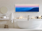 Panoramic Holy Land Blue Mountains and Pink Sky Landscape Photography — Israeli Galilee Mountains