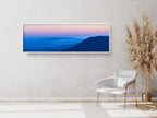 Panoramic Holy Land Blue Mountains and Pink Sky Landscape Photography — Israeli Galilee Mountains