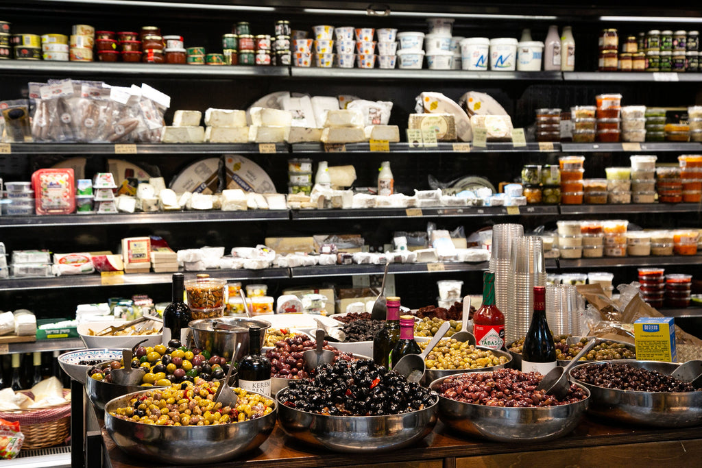 Holy Land Olives and Cheeses Shop at the Jerusalem Market Machane Yehuda — Kitchen
