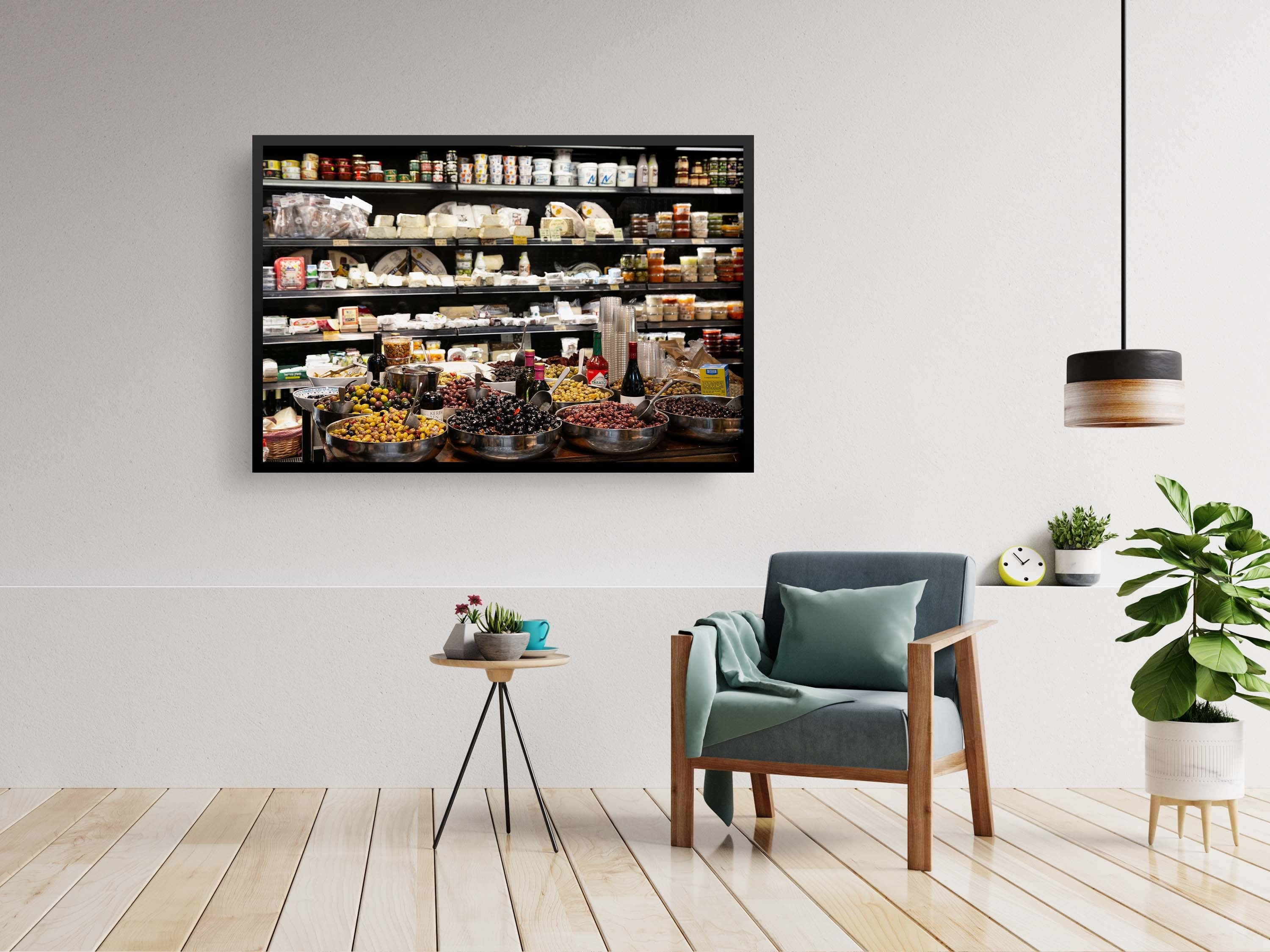 Holy Land Olives and Cheeses Shop at the Jerusalem Market Machane Yehuda — Kitchen
