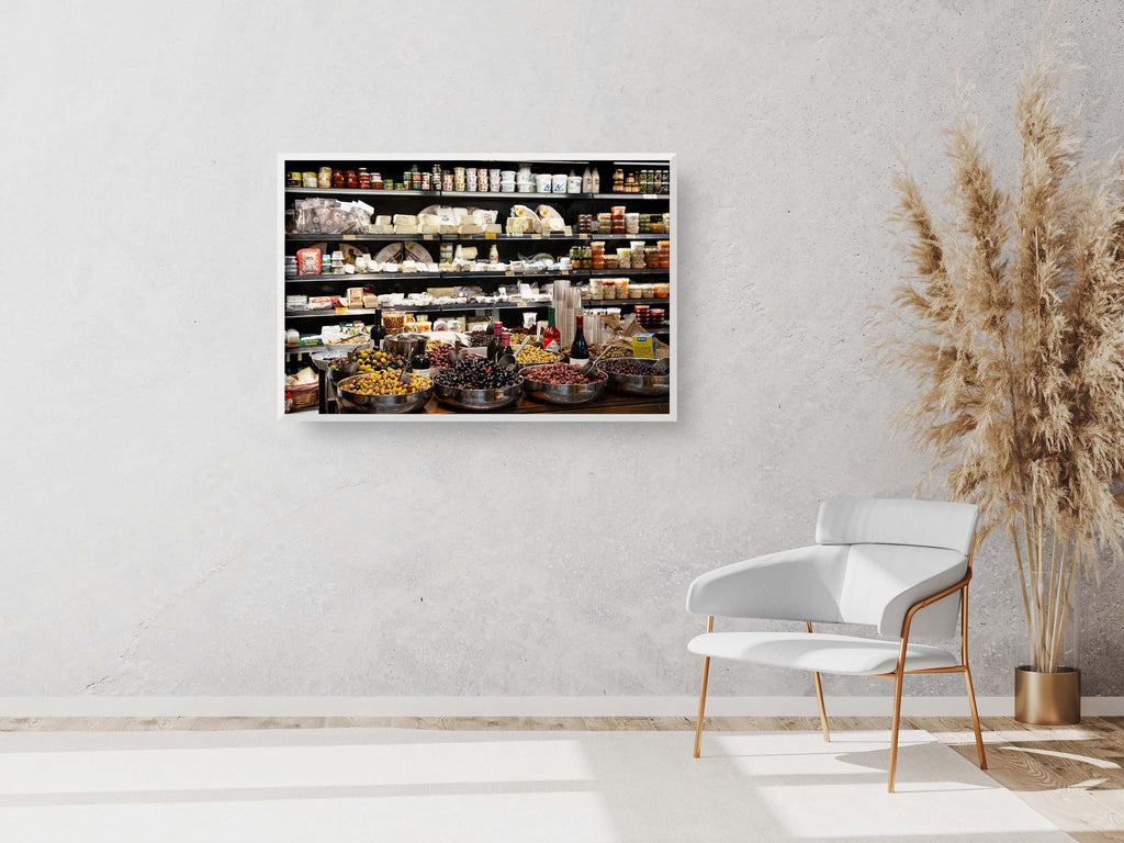 Holy Land Olives and Cheeses Shop at the Jerusalem Market Machane Yehuda — Kitchen