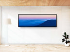 Panoramic Holy Land Blue Mountains and Pink Sky Landscape Photography — Israeli Galilee Mountains