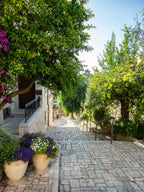 Jerusalem Pedestrian Flowery Street and Stairs - Yamin Moshe Neighborhood
