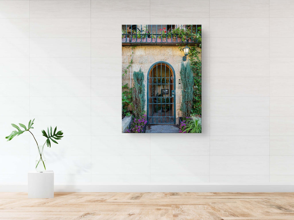 Jerusalem Holy City Garden Green Door, Arch and Flowers — Yamin Moshe Neighborhood