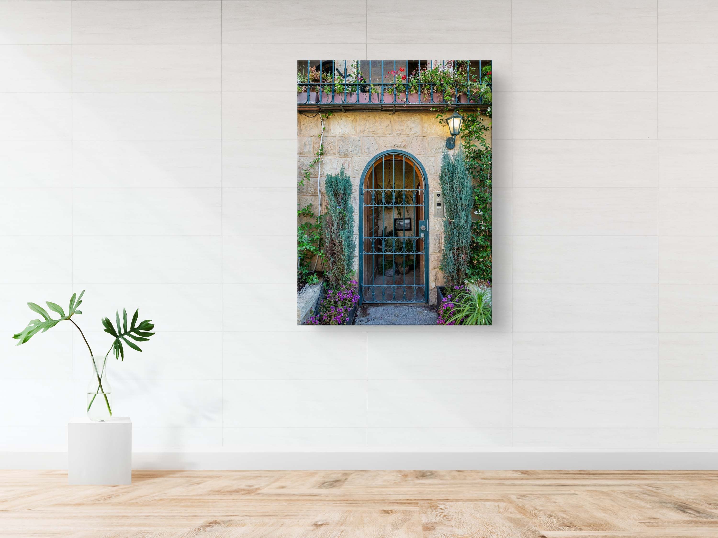 Jerusalem Holy City Garden Green Door, Arch and Flowers — Yamin Moshe Neighborhood