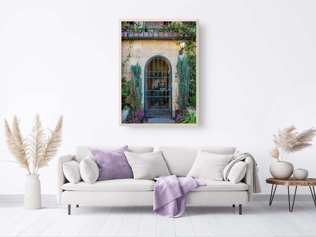 Jerusalem Holy City Garden Green Door, Arch and Flowers — Yamin Moshe Neighborhood