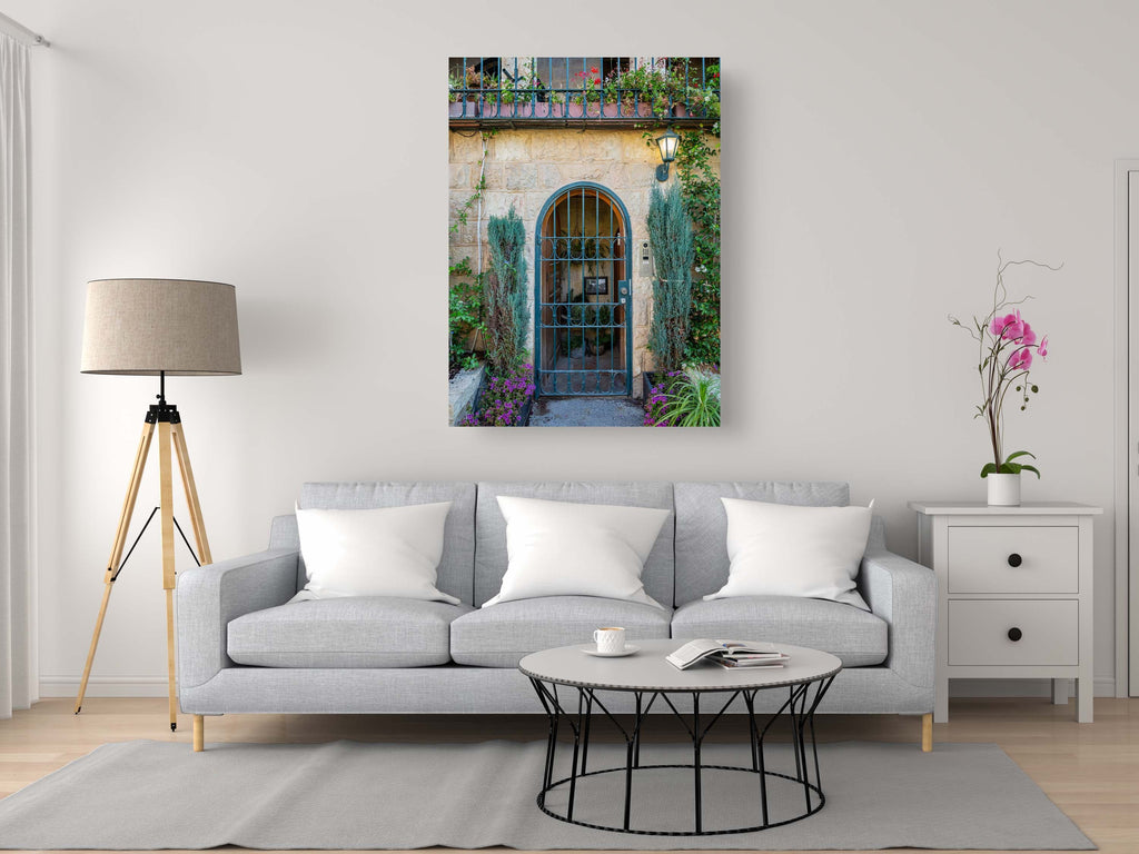 Jerusalem Holy City Garden Green Door, Arch and Flowers — Yamin Moshe Neighborhood